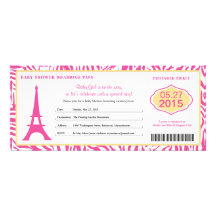 Carte d'embarquement de Paris de baby shower Invitations Personnalisées