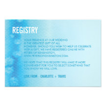 CARTE D'ENREGISTREMENT : : bleu d'aquarelle d'ombr Invitations Personnalisées