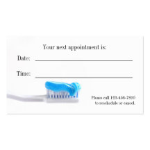 Carte dentaire de rendez-vous de brosse à dents cartes de visite professionnelles