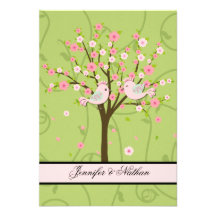 Carte des oiseaux RSVP de fleurs de cerisier Invitations