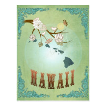 Carte d'état d'Hawaï - vert Cartes Postales
