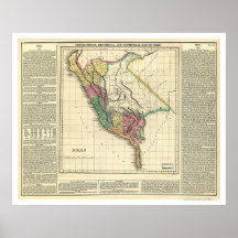 Carte d'histoire du Pérou - 1822 Affiche