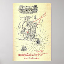 Carte d'île du trésor de Robert Louis Stevenson Poster