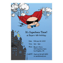 Carte d'invitation de fête d'anniversaire de super