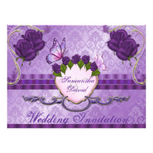 Carte d'invitation de mariage damassé de rose de p