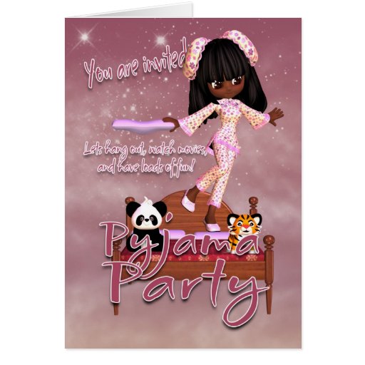 Carte d'invitation de partie de pyjama
