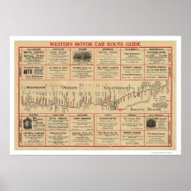 Carte d'itinéraire automatique occidentale 1915 posters
