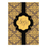 Carte d'or d'invitation de mariage damassé