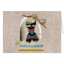 Carte douce de chat de Noël petite