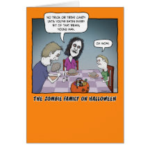 Carte drôle de Halloween : Famille de zombi