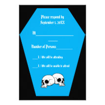 Carte du bois d'ébène III RSVP (cyan) de cercueil  Cartons D'invitation Personnalisés
