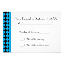 Carte du damier (cyan/noir) RSVP Faire-parts