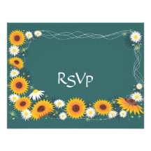 Carte du faire-part de mariage RSVP de tournesols 