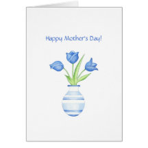 Carte du jour de mère de tulipes bleues