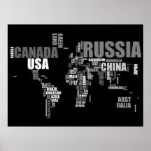 Carte du monde dans les mots posters
