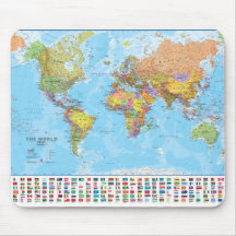 Carte du monde Mousepad/tapis de souris