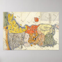 Carte du nord et de sud de KoreaPanoramic Posters