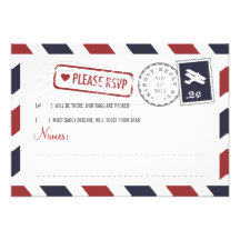 Carte du par avion RSVP Invitations