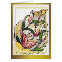 Carte en verre de félicitations de bouquet de lis