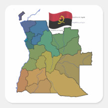 Carte et drapeau de l'Angola Stickers Carrés