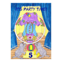 Carte faisante le clown d'invitation de fête d'ann