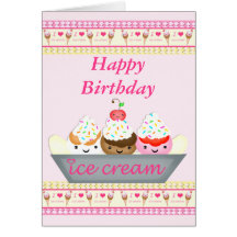 Carte faite sur commande de crème glacée d'anniver