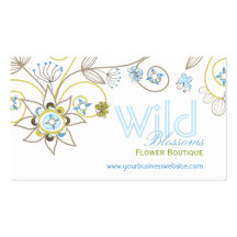 Carte faite sur commande de profil de fleurs bleue cartes de visite personnelles