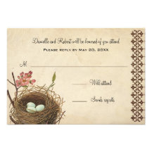 Carte faite sur commande de réponse du nid vintage invitations