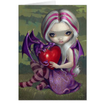 Carte féerique gothique de dragon de Valentine
