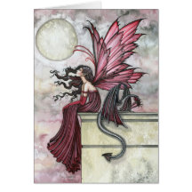 Carte féerique rouge de dragon par l'aquarium popu