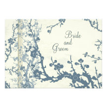 Carte florale bleue de faire-part de mariage