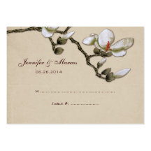 Carte florale d'allocation des places de magnolia  carte de visite