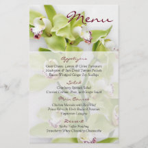 Carte florale de menu de mariage d'orchidée verte  prospectus customisé