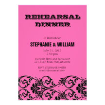 Carte florale rose vintage de dîner de répétition invitations personnalisées
