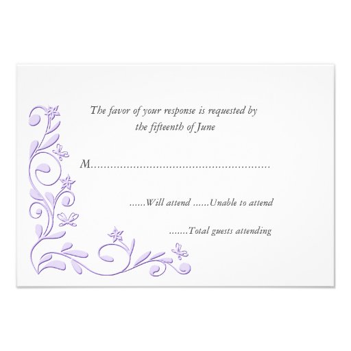 carte formelle elegante de reponse de mariage invitation