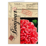 Carte française de Bonjour de pivoine