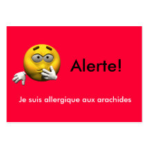 Carte française d'information d'allergie - arachid cartes de visite personnelles