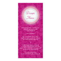 Carte fuchsia baroque de support de menu de plaque double carte personnalisée