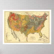 Carte géologique des Etats-Unis 1872 Posters
