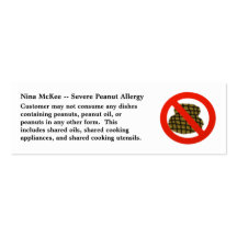 Carte grave de profil d'allergie d'arachide pour d modèle de carte de visite