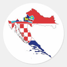 Carte heure Hrvatska de drapeau de la Croatie Adhésifs Ronds