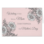 Carte heureuse florale grise rose du jour de mère
