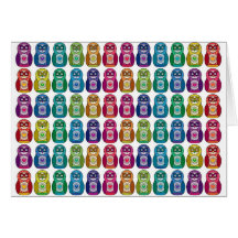 Carte - hibou mignon de Matryoshka d'arc-en-ciel