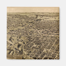 Carte imagée vintage de Fort Worth TX (1891) Aimant Pour Réfrigérateur