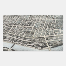 Carte imagée vintage de Manchester NH (1876) Sticker En Rectangle