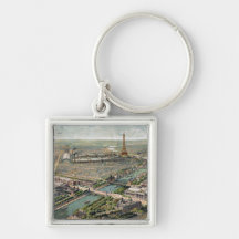 Carte imagée vintage de Paris (1900) Porte-clés