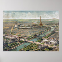 Carte imagée vintage de Paris (1900) Poster