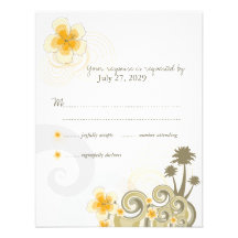 Carte jaune de réponse de la ketmie RSVP de vagues Faire-parts
