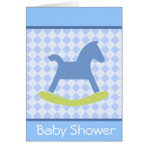 Carte jaune et bleue de bébé de basculage de cheva