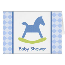 Carte jaune et bleue de bébé de basculage de cheva